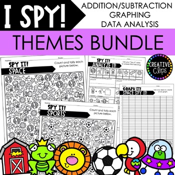 Preview of I SPY THEMES Bundle: Count and Color, Math and Graphing Activities