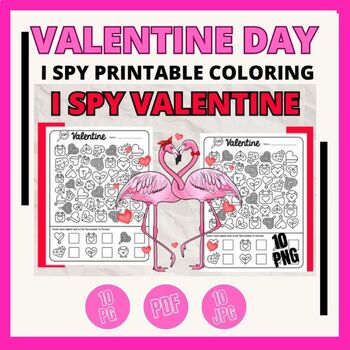 Preview of I SPY Valentine's Day Printable Puzzle - Adults and Kids Holiday Vacation Party