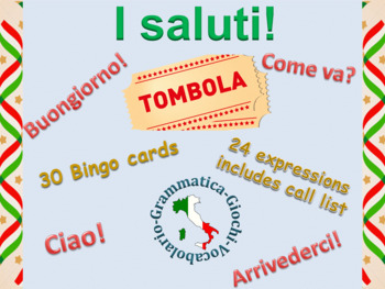 Preview of I Saluti Tombola Italian Greetings Bingo