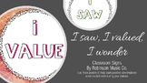 I Saw, I Value, I Wonder Classroom Posters