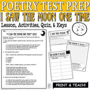Preview of 4th Grade 3rd Poetry Comprehension Lesson Reading Test Prep Questions Worksheets