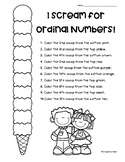 I Scream for Ordinal Numbers! Ordinal Numbers to 10 Worksheet