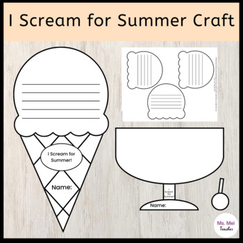 Preview of I Scream for Summer Crafts and Activities - Ice Cream Cone and Sundae - FREEBIE