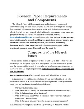 Preview of I-Search Paper Sample: Format & I-Search Component Checklist(Editable&fillable)