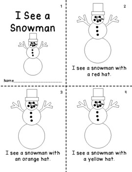 I See A Snowman Coloring Booklet by Donna Austin-Ahner | TpT