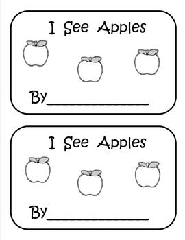 Preview of I See Apples emergent reader-emergent writer booklet and poem