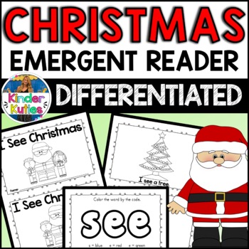 Preview of I See Christmas Sight Word Emergent Reader Mini Book | Literacy Center | NO PREP