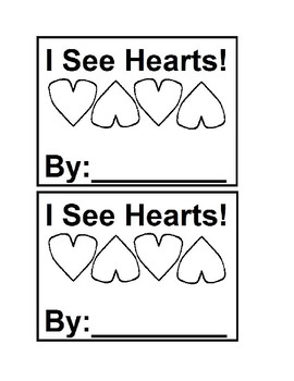 Preview of I See Hearts Emergent Readers Black & white for Valentine's Day for Preschool