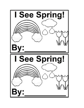 Preview of I See Spring Emergent Reader Book in black&white for Preschool & Kindergarten