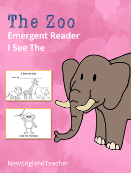 Preview of I See the Zoo Printable Emergent Reader Book for Early Readers