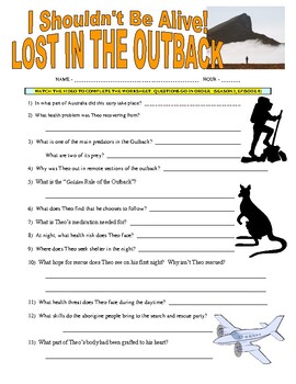 Preview of I Shouldn't Be Alive : Lost in the Outback (video worksheet / health / sub)