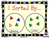 Math Sorting : I Sorted By... Includes colored shapes to s
