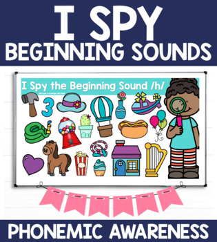 Preview of I Spy Beginning Sounds Phonemic Awareness - Science of Reading - NO PREP!