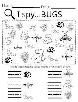 I Spy...Bugs Worksheet by Miss Roger Kinder | TPT