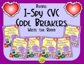 Preview of I-Spy CVC Code Breakers Bundle (February Edition) Variable Vowels
