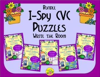 Preview of I-Spy CVC Puzzles Bundle (April Edition) Variable Vowels