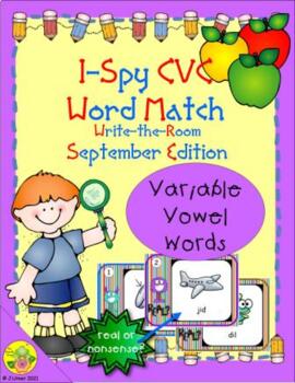 Preview of I-Spy CVC Real or Nonsense Word Match - Variable Vowel Words (September)