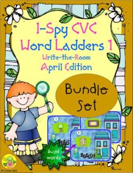 Preview of I-Spy CVC Rebus Word Ladders Bundle (April Edition) Set 1