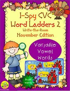 Preview of I-Spy CVC Rebus Word Ladders - Variable Vowel Words (November) Set 2