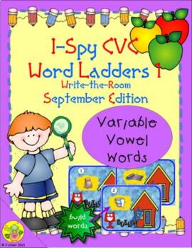 Preview of I-Spy CVC Rebus Word Ladders - Variable Vowel Words (September) Set 1