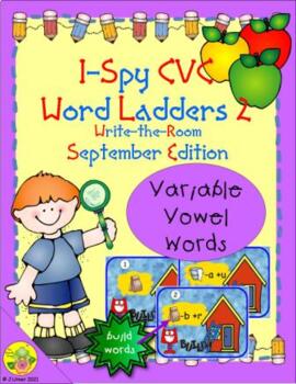 Preview of I-Spy CVC Rebus Word Ladders - Variable Vowel Words (September) Set 2
