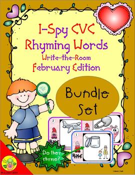 Preview of I-Spy CVC Rhyming Words Bundle (February Edition)