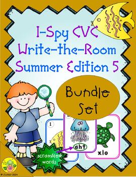 Preview of I-Spy CVC Scrambled Words Bundle (Summer Edition) Set 5