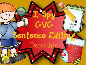 Preview of I-Spy CVC Sentence Editing Bundle (December Edition)