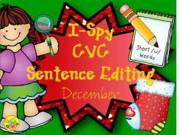 Preview of I-Spy CVC Sentence Editing - Short /u/ Words (December Edition)