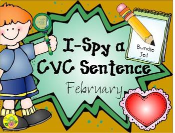 Preview of I-Spy CVC Sentence Building Bundle (February Edition)