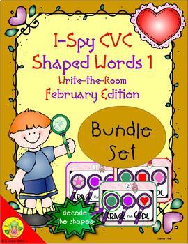 Preview of I-Spy CVC Shaped Words Bundle (February Edition) Set 1
