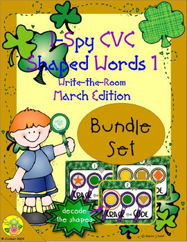 Preview of I-Spy CVC Shaped Words Bundle (March Edition) Set 1
