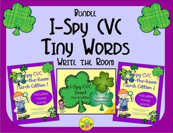 Preview of I-Spy CVC Tiny Words Bundle (March Edition) Variable Vowels
