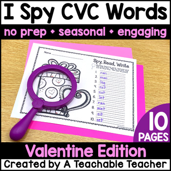 Preview of I Spy CVC Words! {Spy, Read, Write} {Valentine Edition}