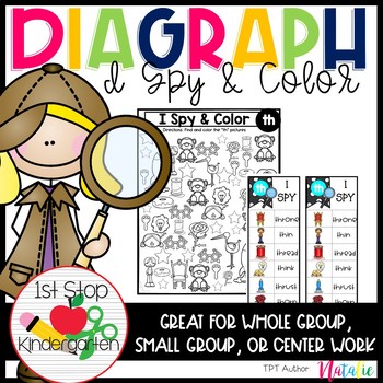 Preview of Digraph Worksheets (CH, SH, TH, WH)| I Spy Digraph Phonics Worksheets