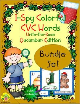 Preview of I-Spy Colorful CVC Words Bundle (December Edition)