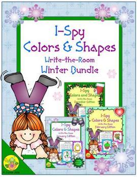 Preview of I-Spy Colors and Shapes Winter Bundle