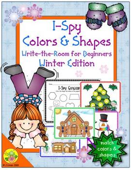 Preview of I-Spy Colors and Shapes Write the Room for Beginners (Winter Edition)
