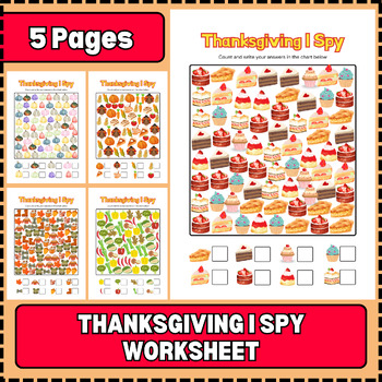 Preview of I Spy Counting Thanksgiving Worksheet Thanksgiving Craft Thanksgiving Activity