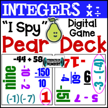 Preview of "I Spy" DIGITAL Integer Operations Pear Deck/Google Slides Game like Spot it!