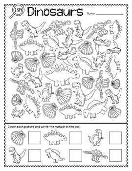 I Spy Dinosaurs Activity Sheets by CuteFallTeach | TPT