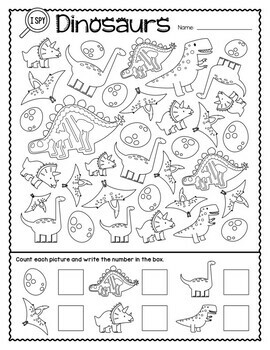 I Spy Dinosaurs Activity Sheets by Ossella | TPT