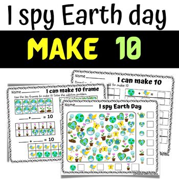Preview of I Spy Earth Day Make 10 concept - Math Center- Morning Activity