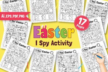 Preview of I Spy Easter Activity Book for Kids Coloring Sheets Printable