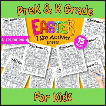 Preview of I Spy Easter Activity Sheets for Kids | PreK & K Grade