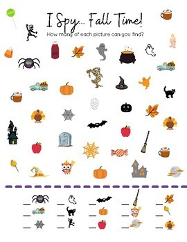 Preview of I Spy Fall Activity Page for Kids | Printable Fall Classroom Activities
