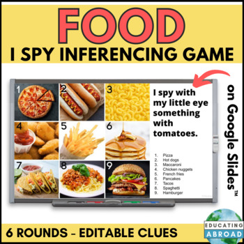 Preview of I Spy Food Game to Improve Listening Comprehension and Kids' Language Skills