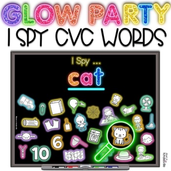Preview of I Spy GLOW PARTY Game- CVC Words | Glow Day