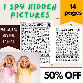 Preview of I Spy Hidden Pictures Christmas ,  Search and find  for( 1st & kindergarten)