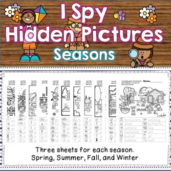 Preview of I Spy Hidden Pictures Spring, Summer, Fall, and Winter
